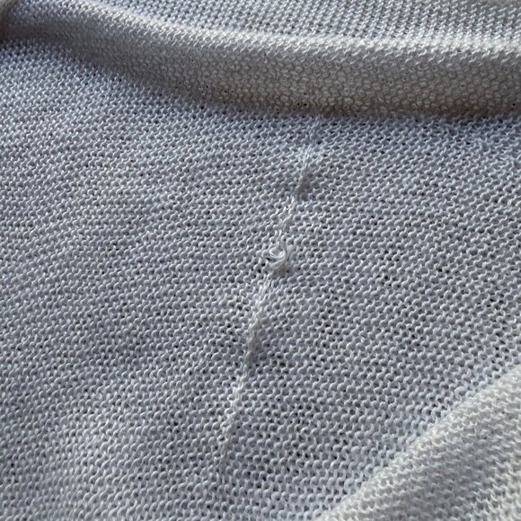 Eileen Fisher Size M White Cotton Blend Sheer Open Knit Short Sleeve Sweater Top - Picture 13 of 13